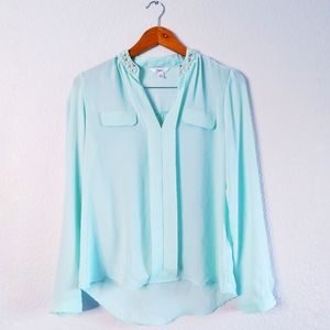 Candie's Mint Green Medium Blouse Pearls